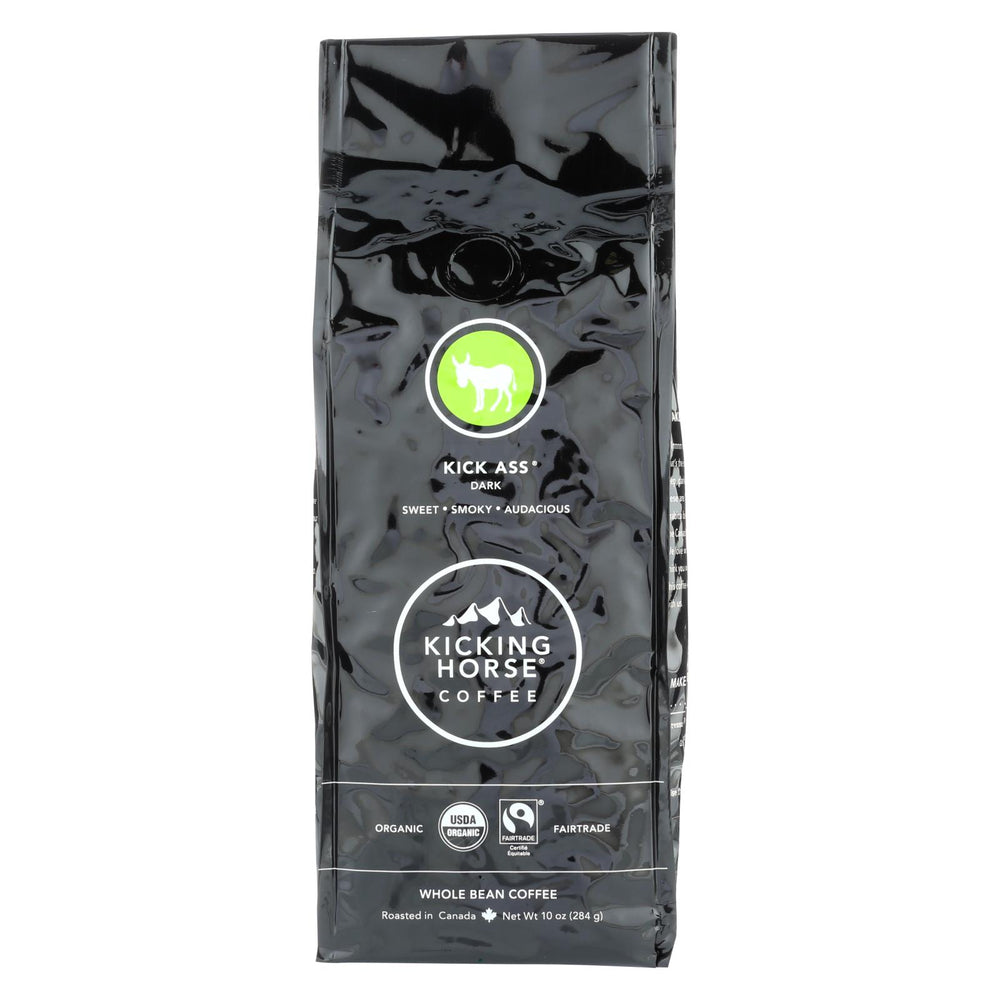Kicking Horse Coffee - Organic - Whole Bean - Kick Ass - Dark Roast - 10 Oz - Case Of 6