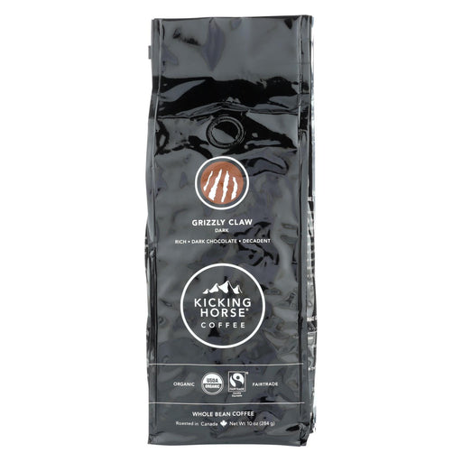Kicking Horse Coffee - Organic - Whole Bean - Grizzly Claw - Dark Roast - 10 Oz - Case Of 6