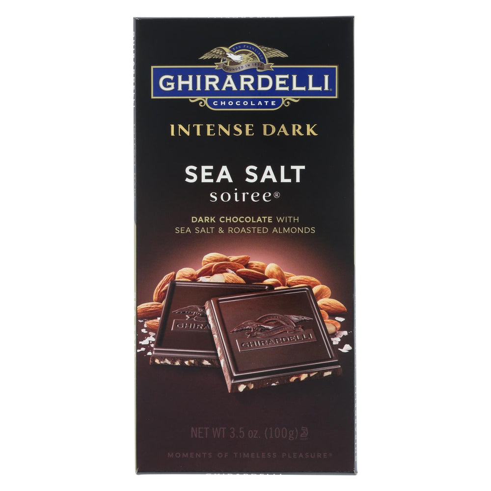Ghirardelli Dark Bar Sea Salt Soiree Bars - Chocolate Intense - Case Of 12 - 3.5 Oz.