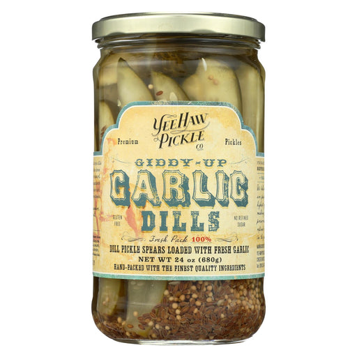 Yee-haw Pickle Dills Pickle - Giddy Up Garlic - Case Of 6 - 24 Oz.