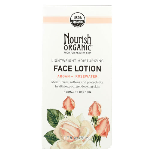 Nourish Facial Lotion - Organic - Lightweight Moisturizing - Argan And Rosewater - 1.7 Oz - 1 Each