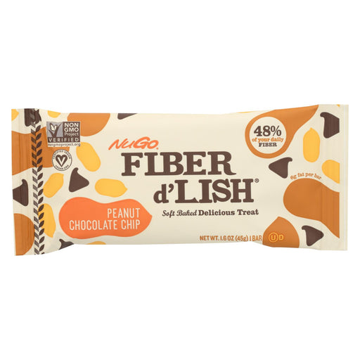 Nugo Nutrition Bar - Fiber Dlish - Peanut Chocolate Chip - 1.6 Oz Bars - Case Of 16