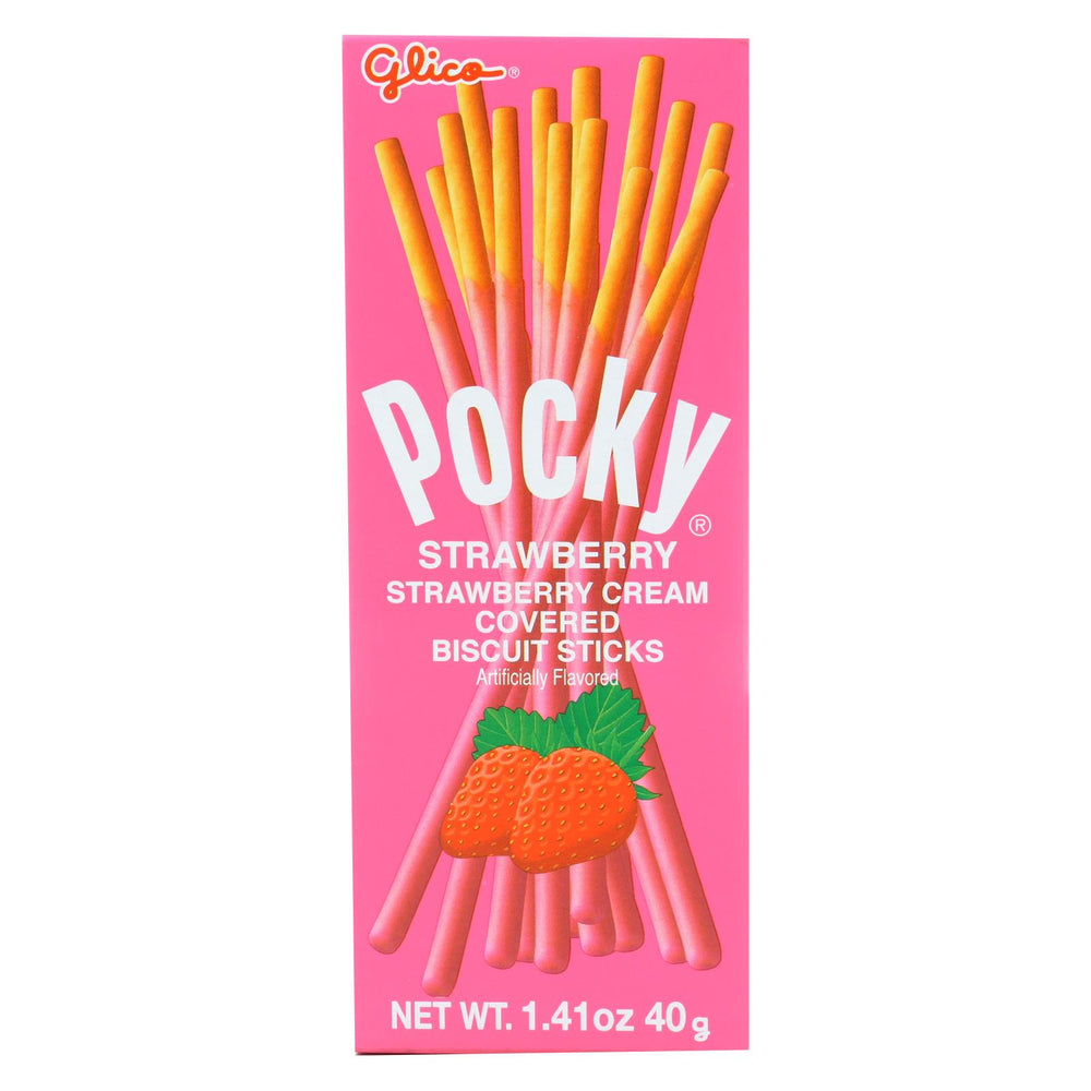 Glico Pocky Biscuit - Strawberry - Case Of 20 - 1.41 Oz.