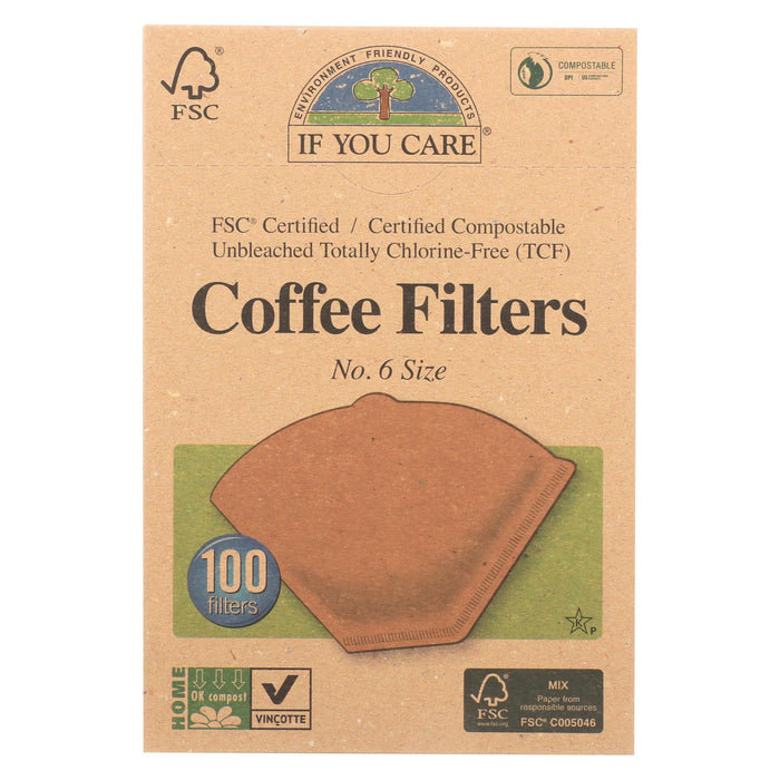 If You Care Coffee Filters - #6 Cone Unbleached - Case Of 12 - 100 Count