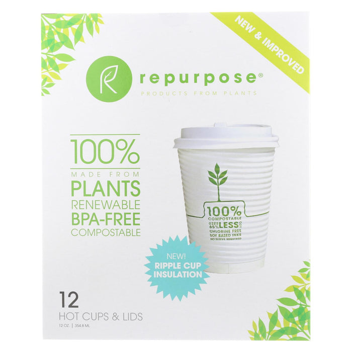 Repurpose Insulated Hot Cups, Lids - Case Of 12 - 12 Count