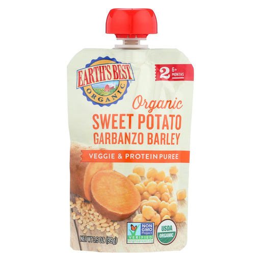 Earth's Best Organic Sweet Potato Garbanzo Barley Veggie And Protein Puree - Stage 2 - Case Of 12 - 3.5 Oz.