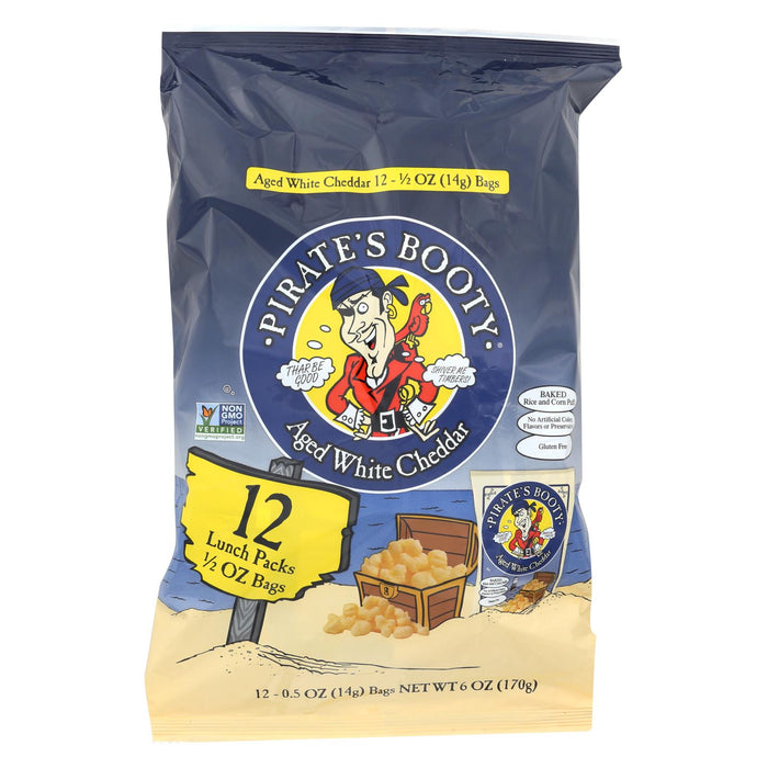 Pirate Brands Booty Puffs - Aged White Cheddar - Case Of 12 - 0.5 Oz.