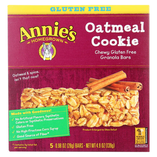Annie's Homegrown Chewy Gluten Free Granola Bars Oatmeal Cookies - Case Of 12 - 4.9 Oz.