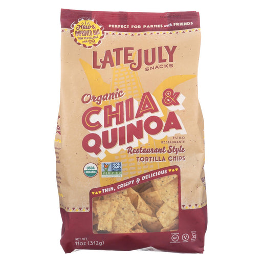 Late July Snacks Organic Tortilla Chips - Thin Multigrain - Case Of 9 - 11 Oz.