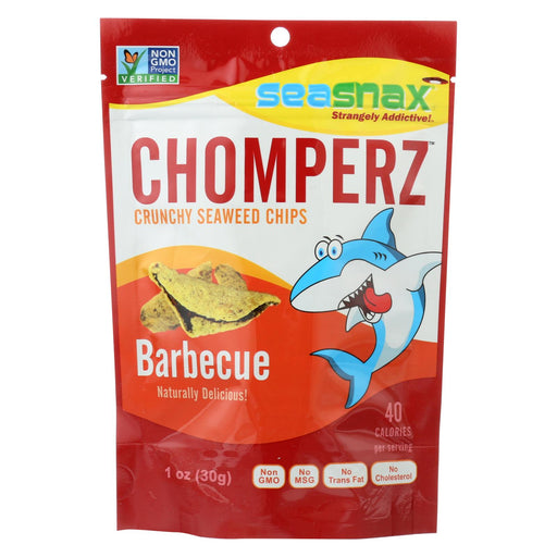 Seasnax Chomperz Crunchy Seaweed Chips - Barbecue - Case Of 8 - 1 Oz.