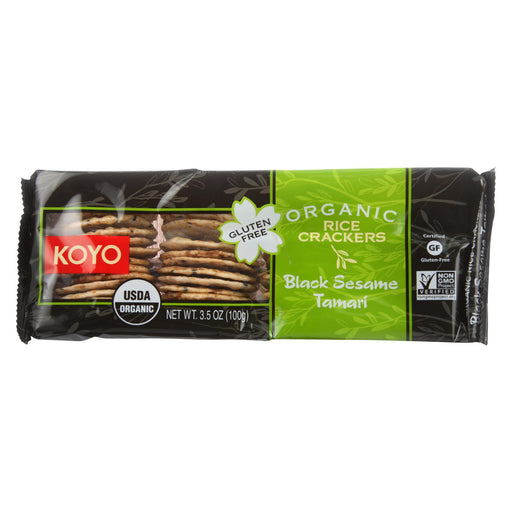 Koyo Rice Crackers - Organic - Black Sesame Tamari - 3.5 Oz - Case Of 12