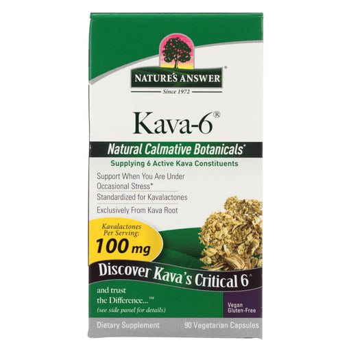 Nature's Answer Kava 6 Capsules - Gluten Free - 90 Vegetarian Capsules