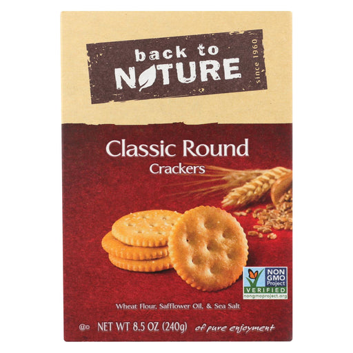 Back To Nature Classic Round Crackers - Safflower Oil And Sea Salt - Case Of 6 - 8.5 Oz.