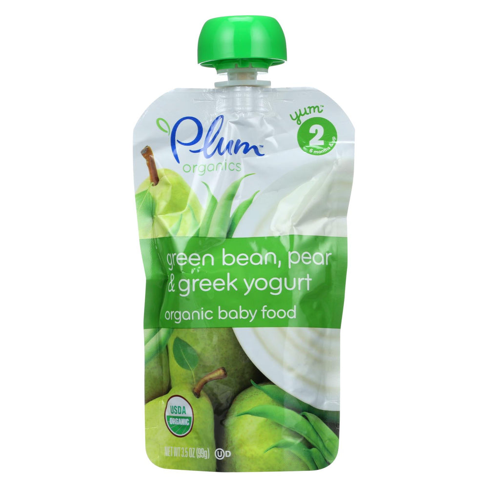 Plum Organics Baby Food - Organic - Green Bean Pear And Greek Yogurt - Stage 2 - 6 Months And Up - 3.5 .oz - Case Of 6