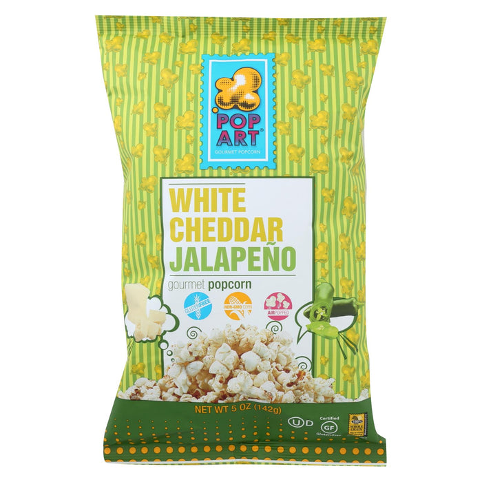 Pop Art Gourmet Popcorn - White Cheddar Jalapeno - Case Of 9 - 5 Oz.