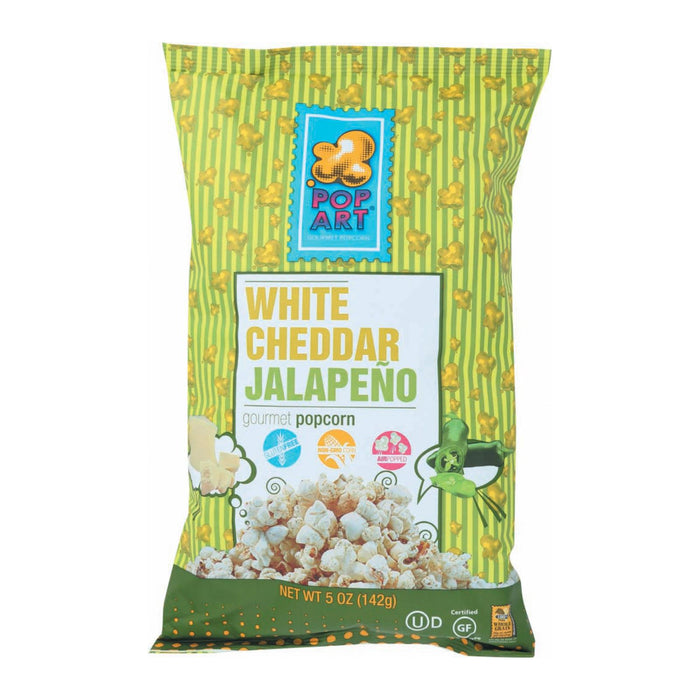 Pop Art Gourmet Popcorn - White Cheddar Jalapeno - Case Of 9 - 5 Oz.
