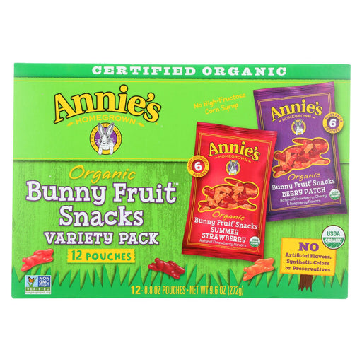 Annie's Homegrown Organic Bunny Fruit Snacks Variety Pack - Case Of 12 - 9.6 Oz.