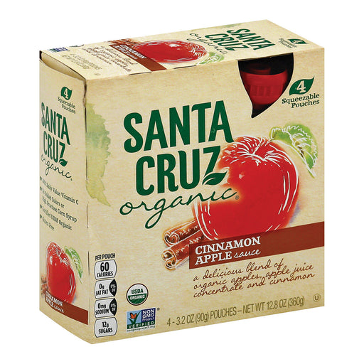 Santa Cruz Organic Apple Sauce - Cinnamon - Case Of 6 - 3.2 Oz.