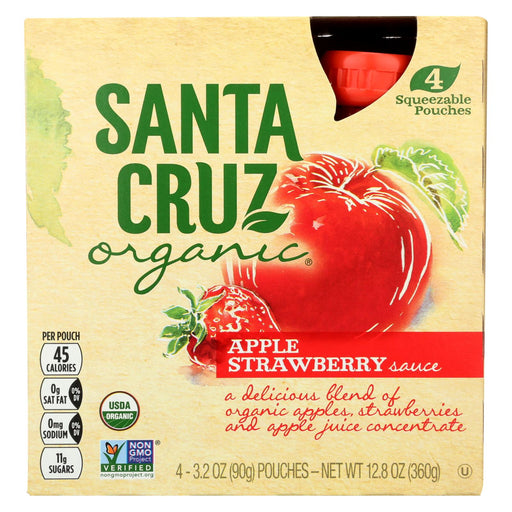 Santa Cruz Organic Apple Sauce - Strawberry - Case Of 6 - 3.2 Oz.