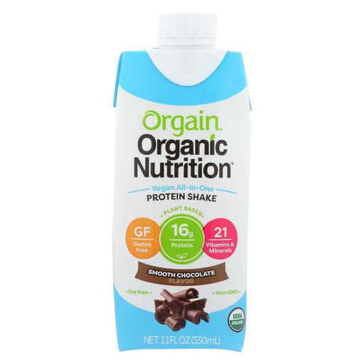 Orgain Organic Vegan Nutritional Shakes - Smooth Chocolate - Case Of 12 - 11 Fl Oz.