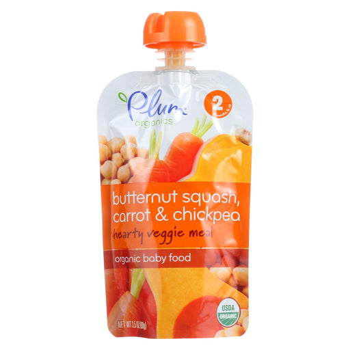 Plum Organics Second Blends Hearty Veggie Meal - Butternut Squash, Carrot And Chickpea - Case Of 6 - 3.5 Oz.