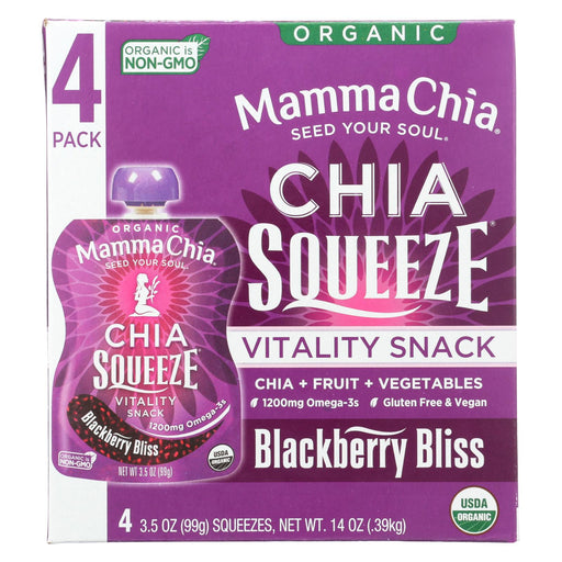 Mamma Chia Squeeze Vitality Snack - Blackberry Bliss - Case Of 6 - 3.5 Oz.