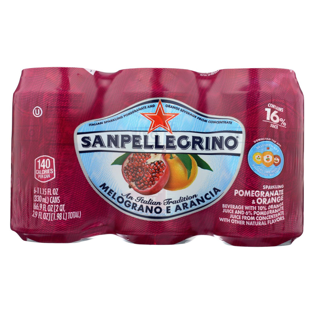 San Pellegrino Sparkling Water - Melograno E Arancia - Case Of 4 - 11.1 Fl Oz.