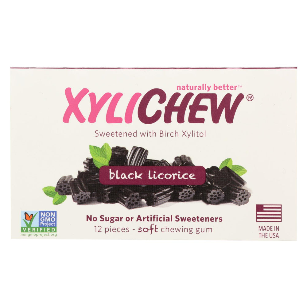 Xylichew Gum - Black Licorice - Counter Display - 12 Pieces - 1 Case