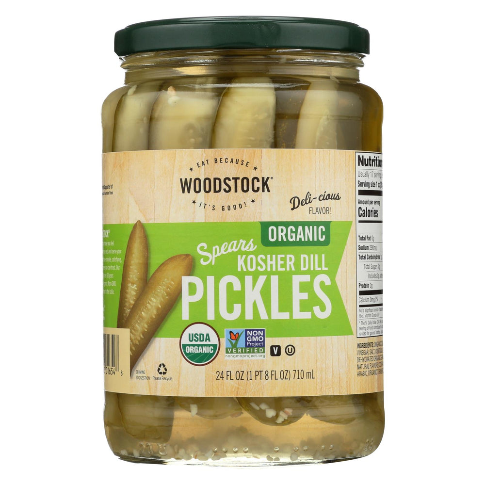 Woodstock Organic Pickles - Kosher Dill - Spears - Case Of 6 - 24 Oz.
