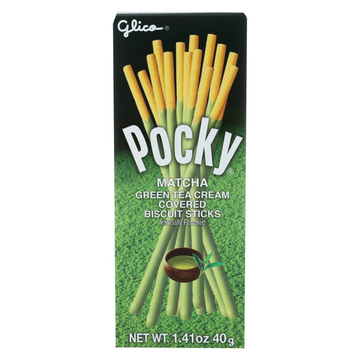 Glico Pocky Biscuit Sticks - Matcha Green Tea Cream - Case Of 20 - 1.41 Oz.