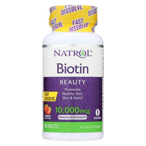 Natrol Biotin - Fast Dissolve - Strawberry - 10,000 Mcg - 60 Tablets
