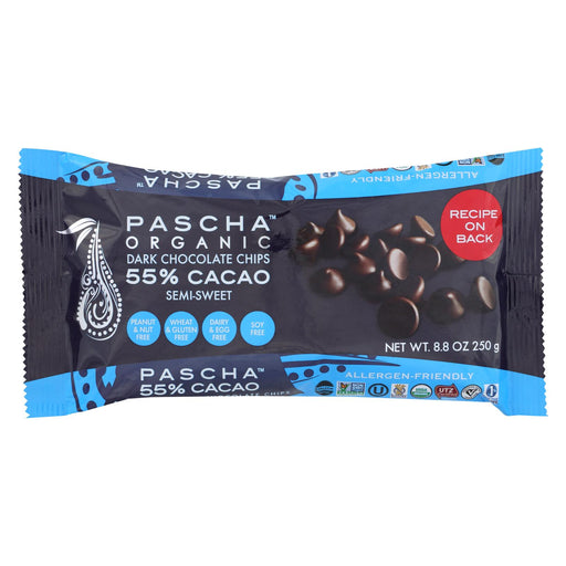 Pascha Chocolate Chips - Semi - Sweet Dark - Case Of 6 - 8.8 Oz.