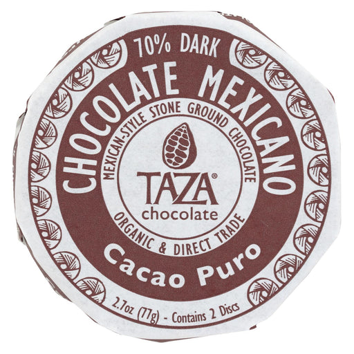Taza Chocolate Organic Chocolate Mexicano Discs - 100 Percent Dark Chocolate - Cacao Puro - 2.7 Oz - Case Of 12