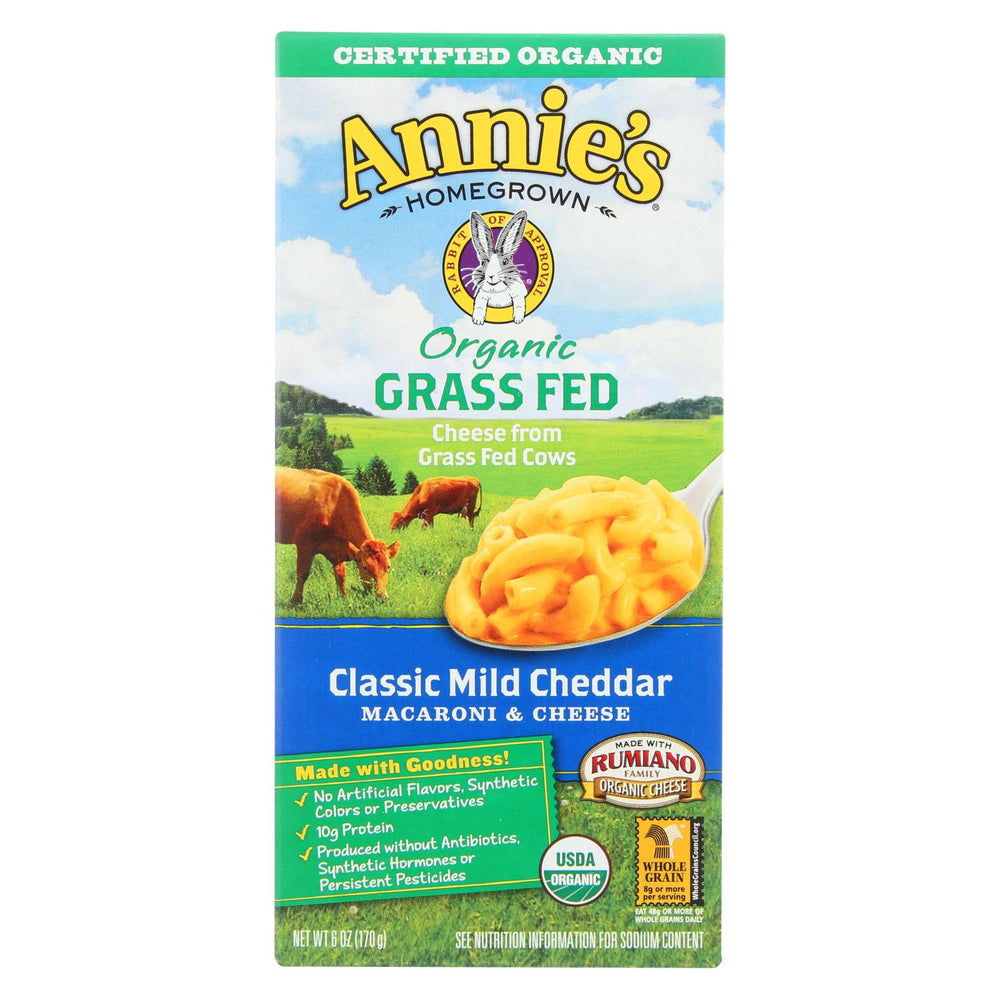 Annies Homegrown Macaroni And Cheese - Organic - Grass Fed - Classic Mild Cheddar - 6 Oz - Case Of 12