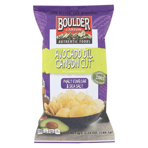 Boulder Canyon Natural Foods Kettle Chips - Malt Vinegar And Sea Salt - Case Of 12 - 5.25 Oz.