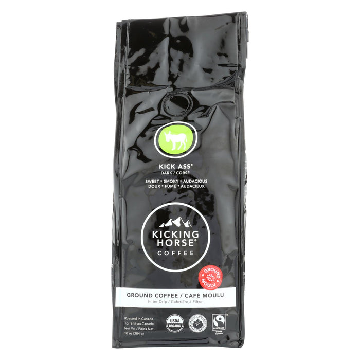 Kicking Horse Coffee - Organic - Ground - Kick Ass - Dark Roast - 10 Oz - Case Of 6