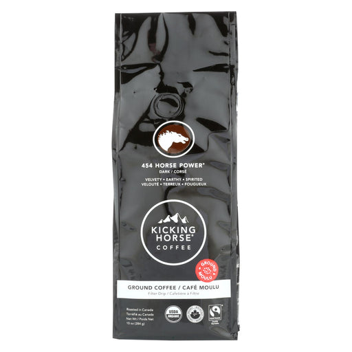 Kicking Horse Coffee - Organic - Ground - 454 Horse Power - Dark Roast - 10 Oz - Case Of 6