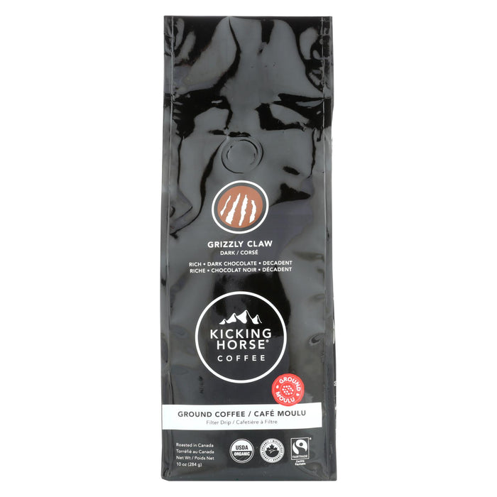 Kicking Horse Coffee - Organic - Ground - Grizzly Claw - Dark Roast - 10 Oz - Case Of 6