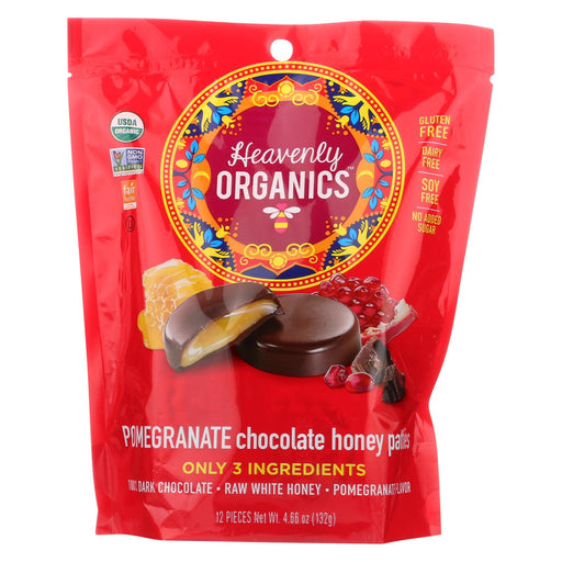 Heavenly Organics Organic Honey Patties Chocolate - Pomegranate - Case Of 6 - 4.66 Oz.