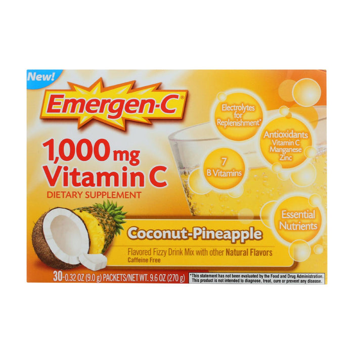 Emergen-c Original Formula - 1000 Mg Vitamin C - Coconut Pineapple - 30 Packets