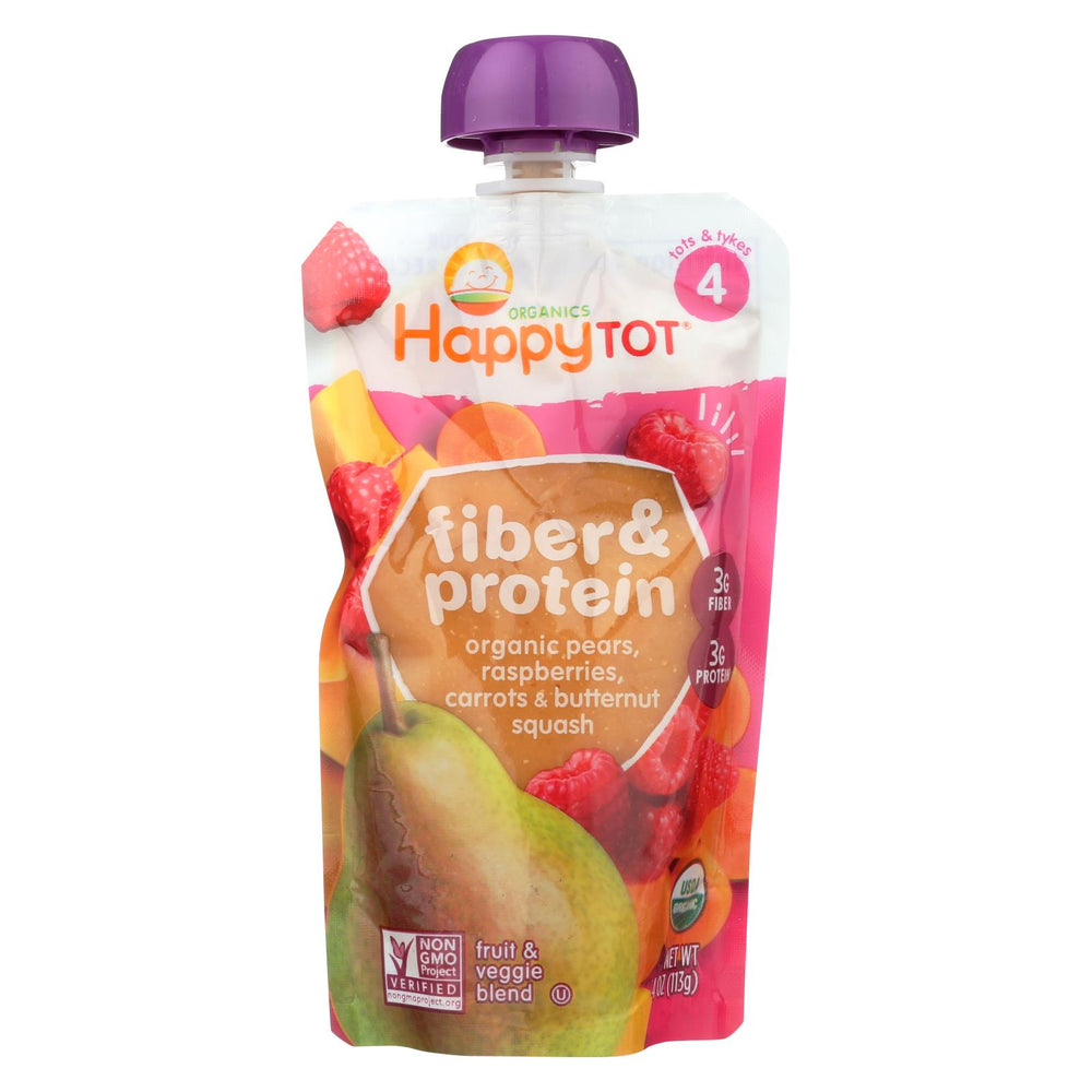 Happy Tot Toddler Food - Organic - Fiber And Protein - Stage 4 - Pear Raspberry Butternut Squash And Carrot - 4 Oz - Case Of 16