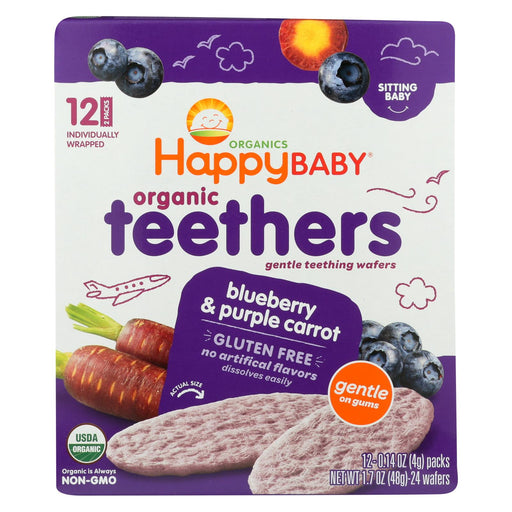 Happy Baby Teethers - Organic - Gentle - Blueberry And Purple Carrot - 1.7 Oz - Case Of 6