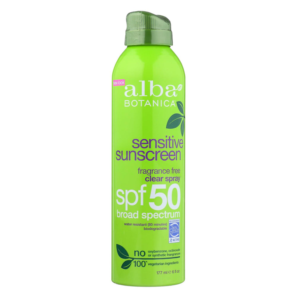Alba Botanica Sunscreen - Very Emollient - Clear Spray Spf 50 - Fragrance Free - 6 Oz