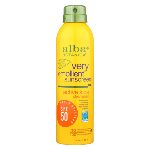 Alba Botanica Sunscreen - Very Emollient - Clear Spray Spf 50 - Active Kids - 6 Oz