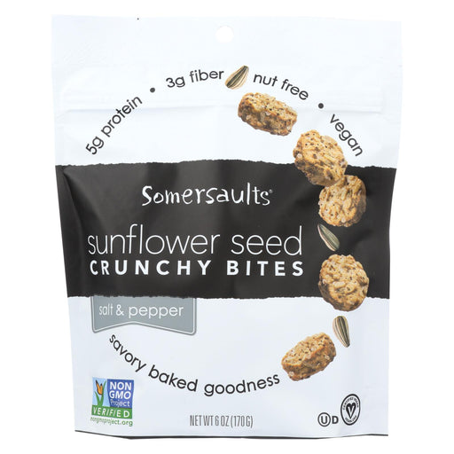 Somersaults Crunchy Sunflower Seed Bites - Salt And Pepper - Case Of 6 - 6 Oz.