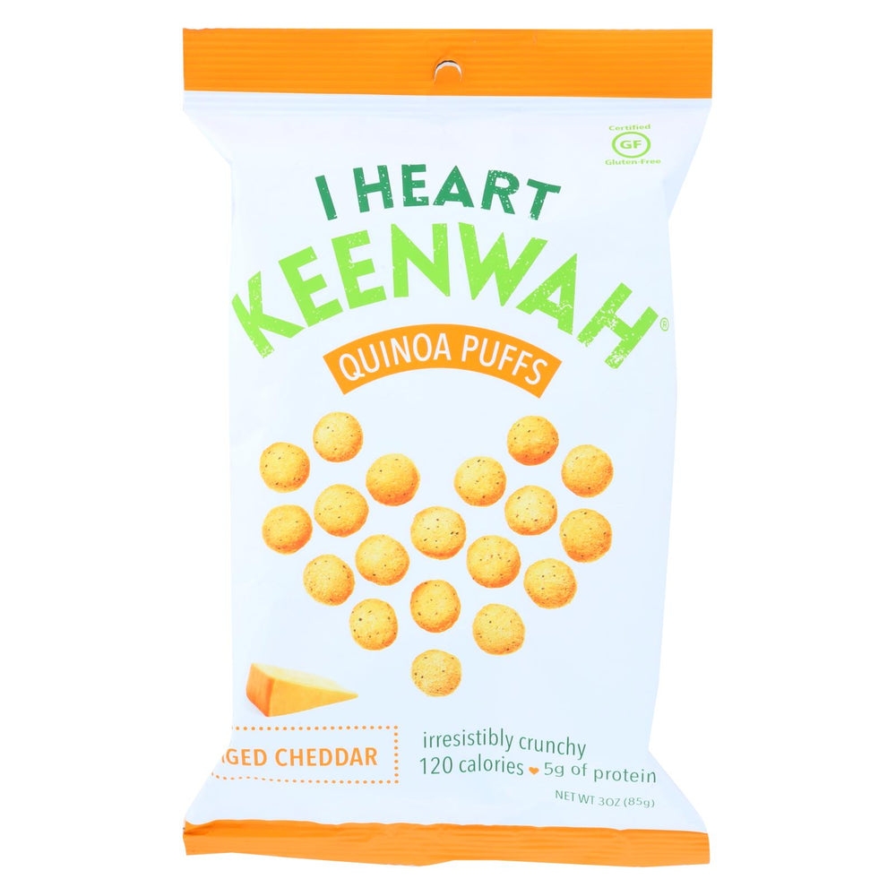 I Heart Keenwah Quinoa Puffs - Aged Cheddar - Case Of 12 - 3 Oz.