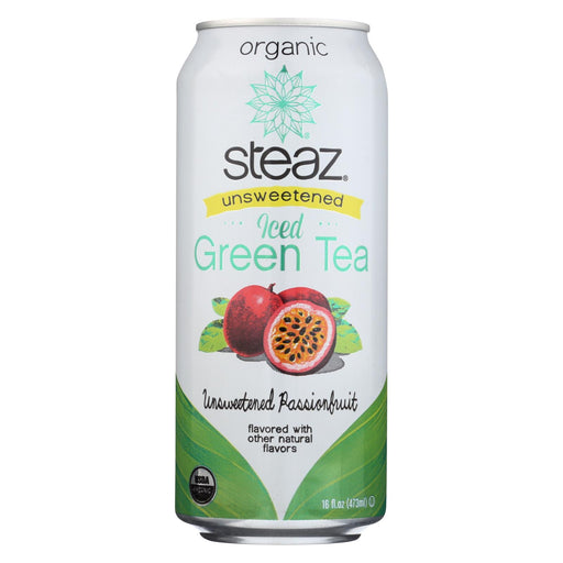 Steaz Unsweetened Green Tea - Passion Fruit - Case Of 12 - 16 Fl Oz.