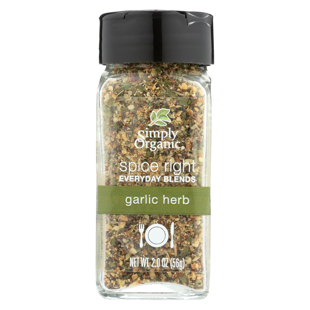 Simply Organic Spice Right Everyday Blends - Garlic And Herb - Case Of 6 - 2 Oz.