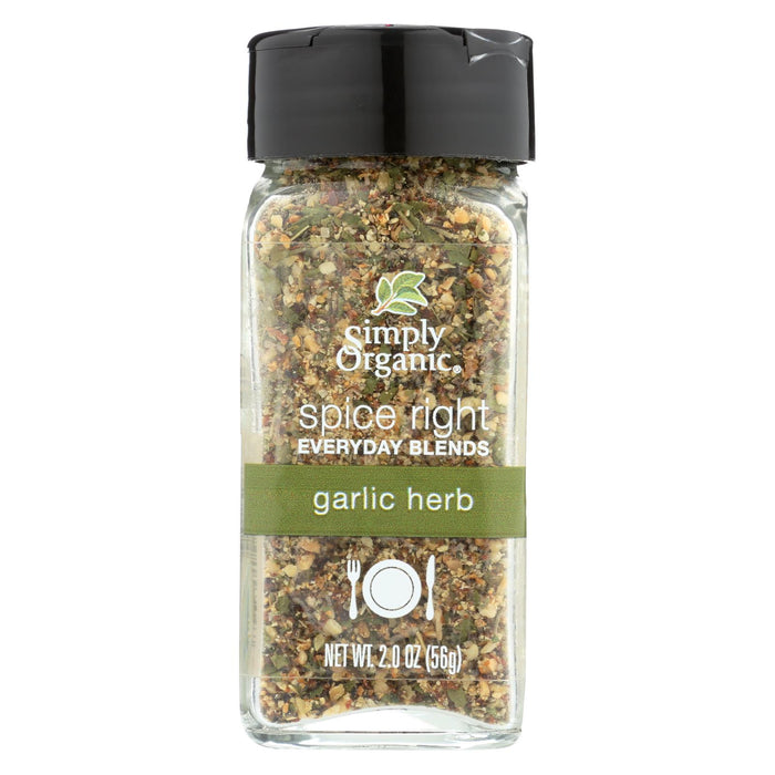 Simply Organic Spice Right Everyday Blends - Garlic And Herb - Case Of 6 - 2 Oz.