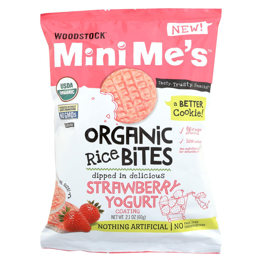 Woodstock Rice Bites - Organic - Mini Me's - Strawberry Yogurt - 2.1 Oz - Case Of 8